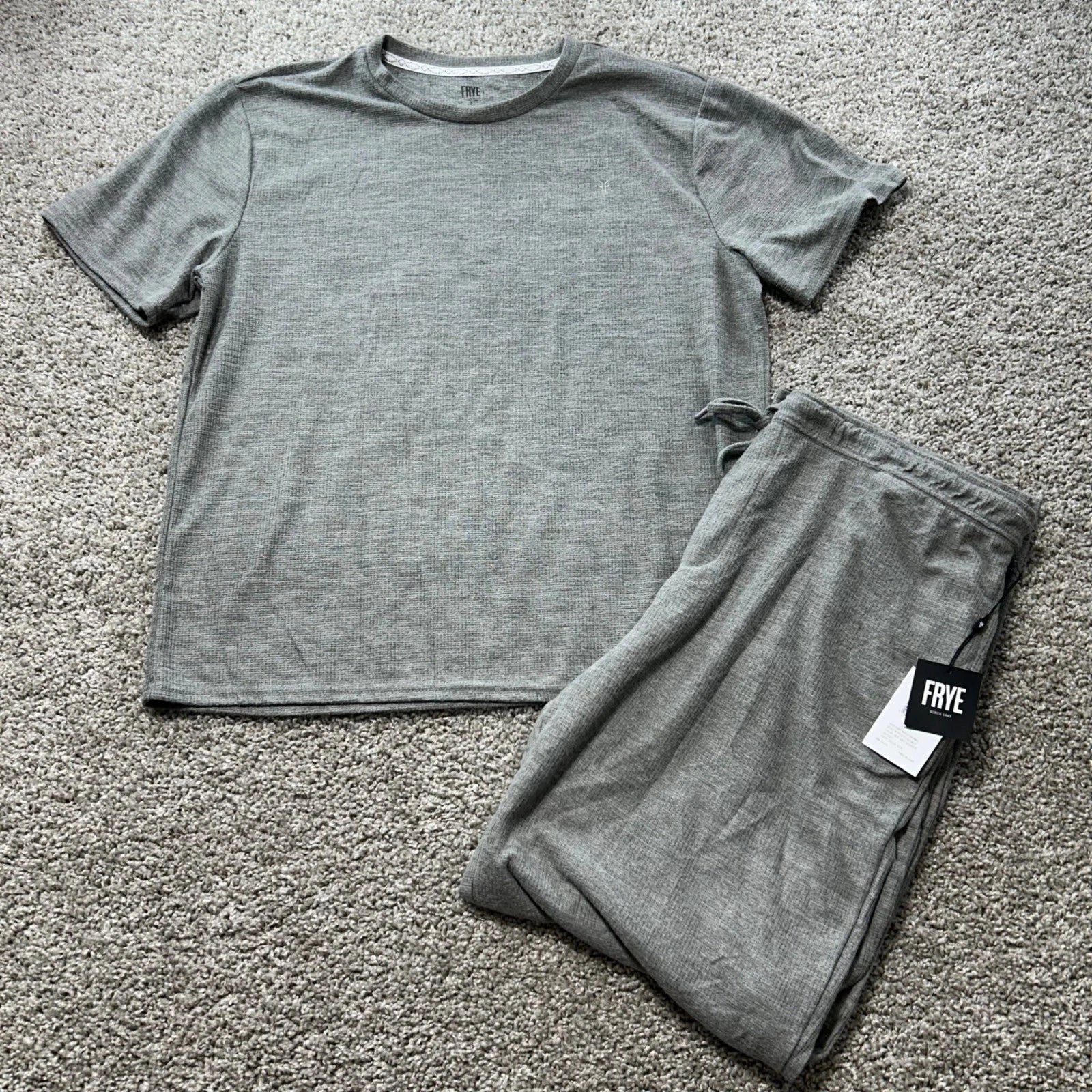 Frye Mens Gray Pajama Set XL Polyester Blend Shirt & Pants