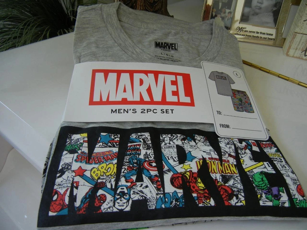 MARVEL SUPER HEROES CHARACTERS NIP MEN 2 PIECE LOUNGE SLEEPWEAR PAJAMA SHORT SET