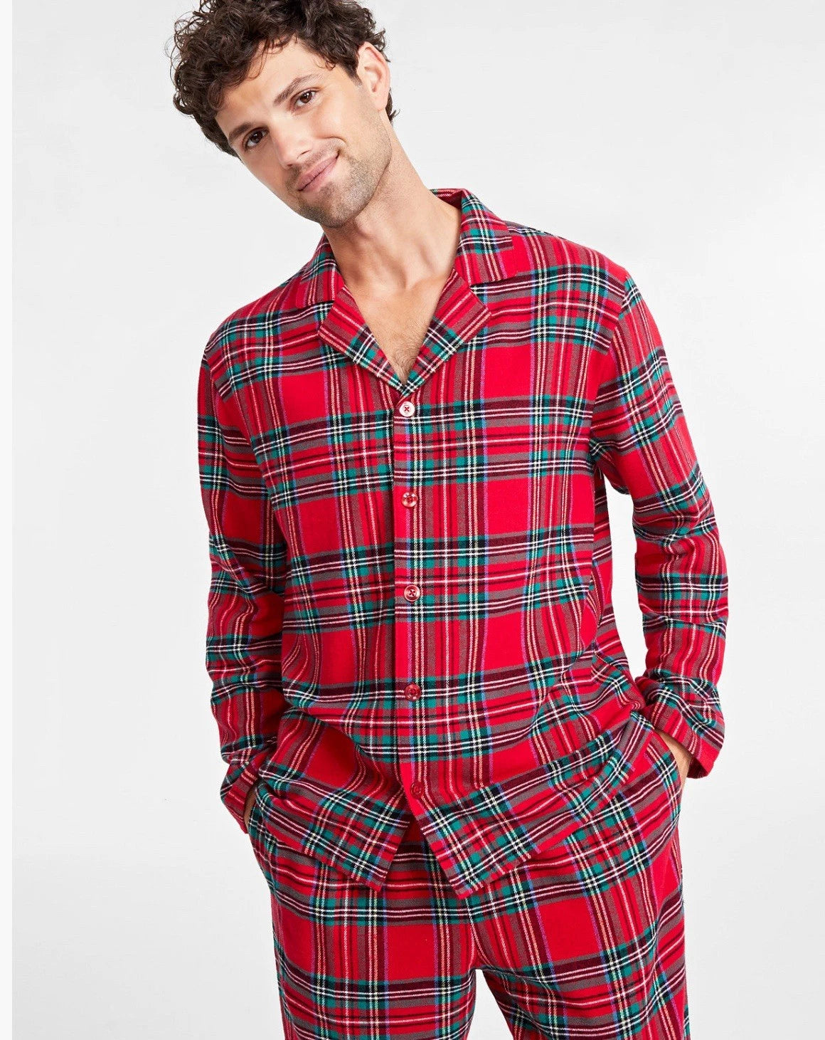 Family Pajama Men’s Brinkley Cotton Plaid Pajama Set Size XL