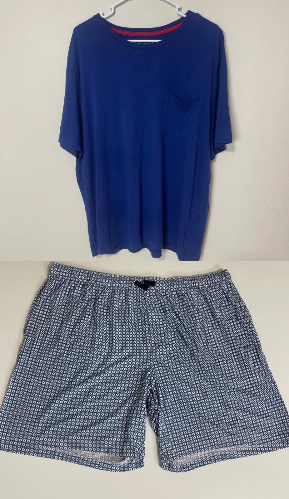 Club Room Men's Blue Cotton Short Sleeve Stretch Shirt Pajama Set XXL
