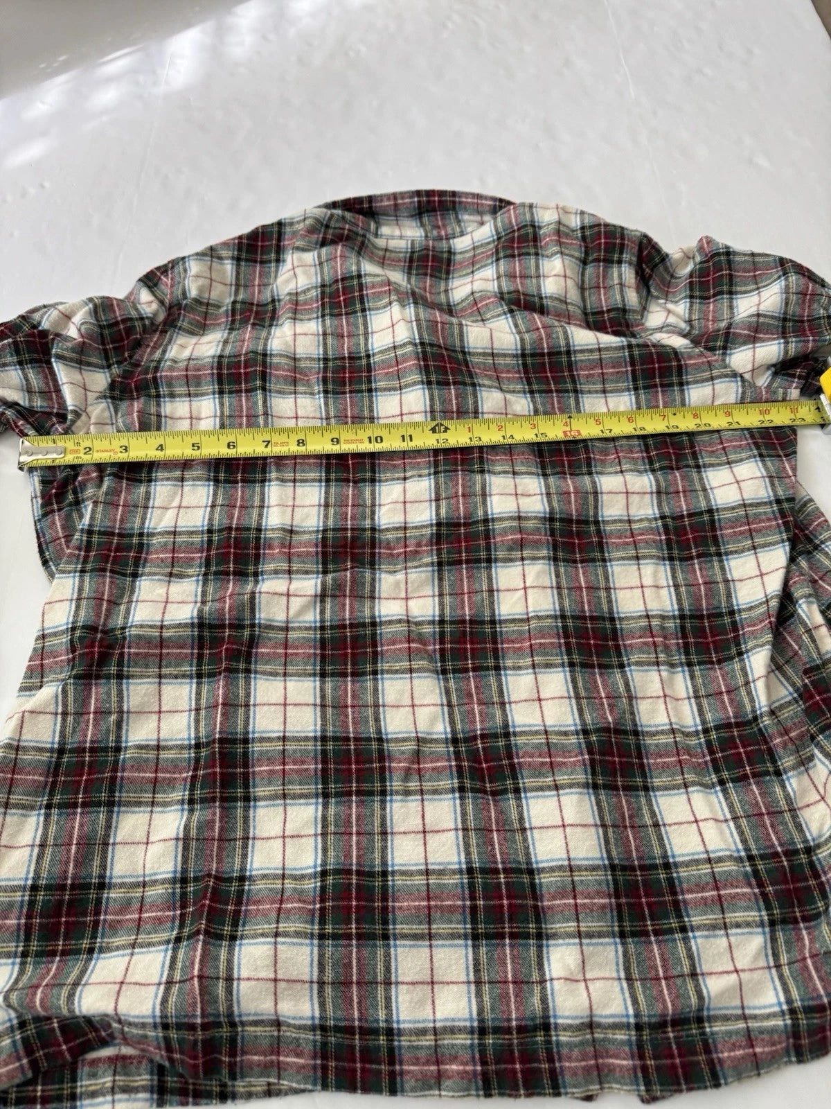 LLBean Flannel Pajamas Mens XL Plaid 2 Pc Pj Drawstring Pant Long Sleeve Shirt