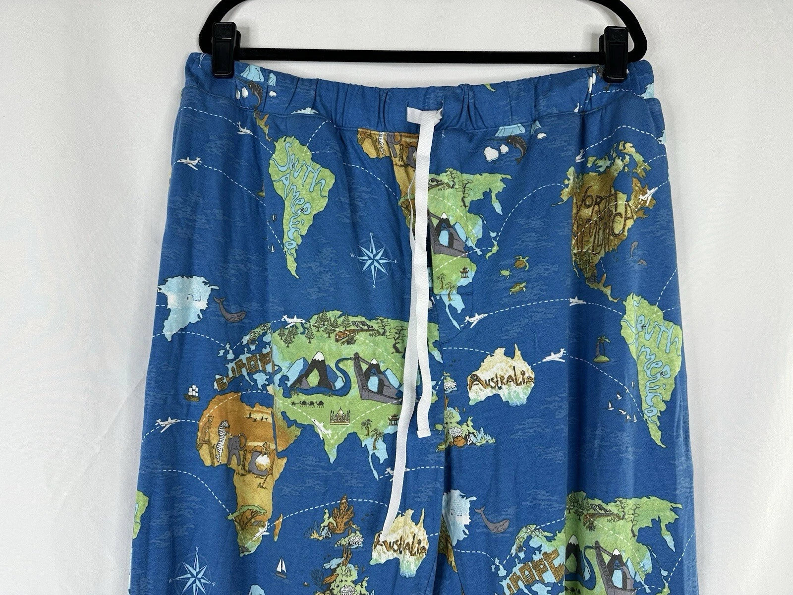 Bedhead Pajamas x Apollojets Pajama Set Mens Size XLXT Blue World Map Packable