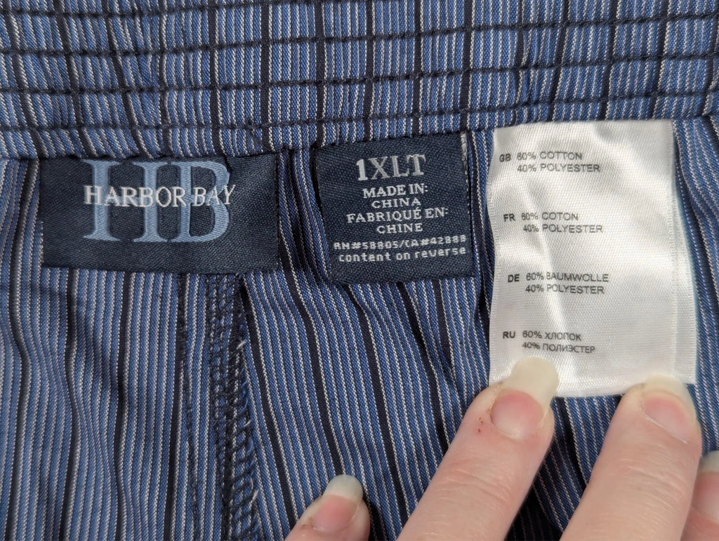 Harbor Bay - Men's - Blue Black Stripe Pajama Set - Size: 1xlt