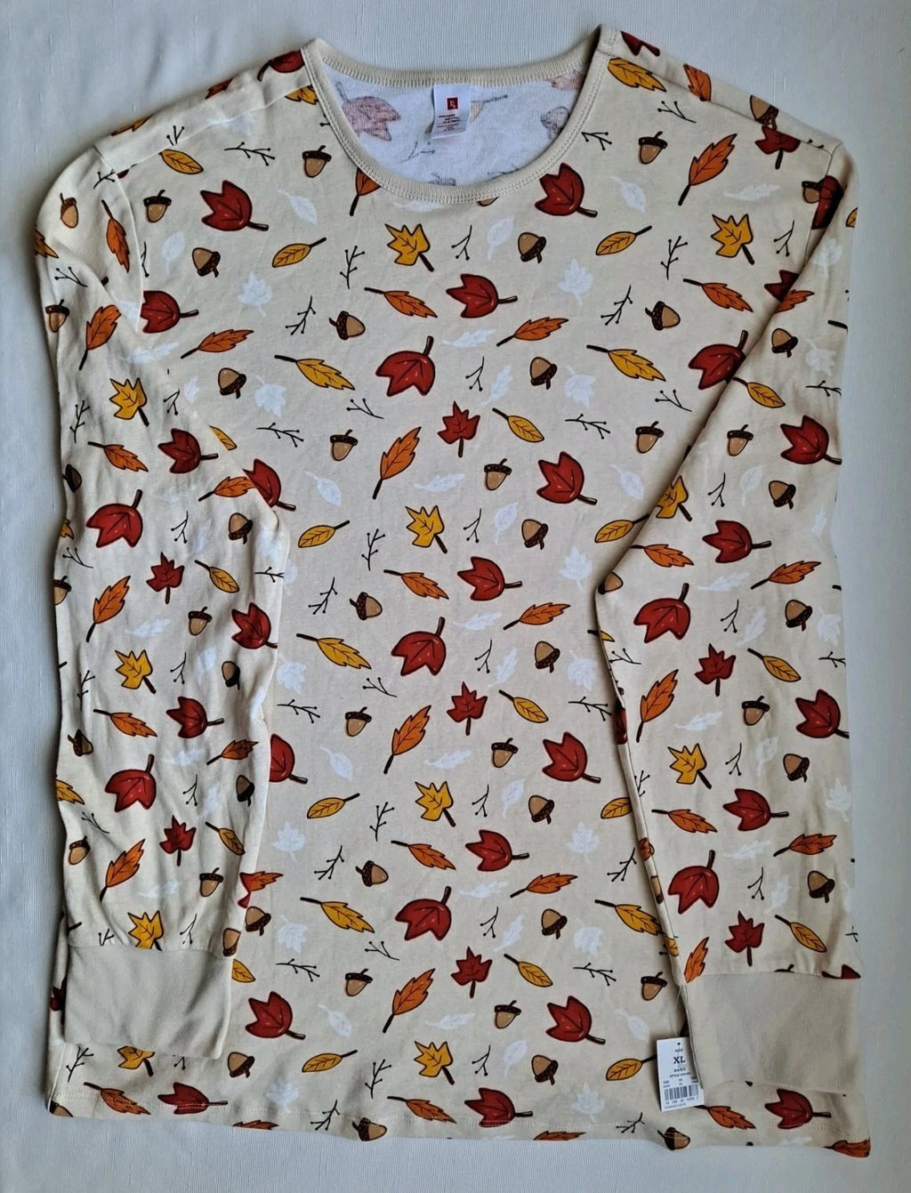 UNBRANDED MENS SZ XL 2-PIECE PAJAMA SET ACORN FALL LONG SLEEVE & PANTS NWT