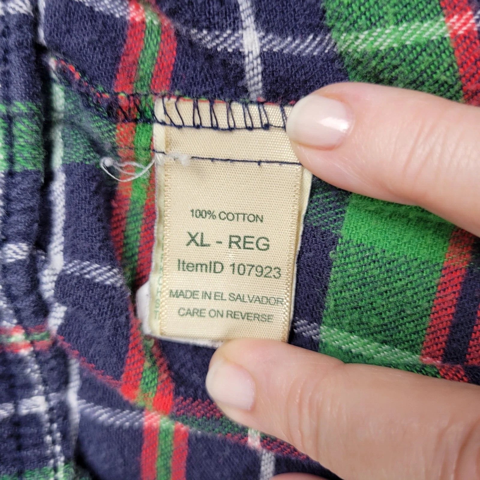 LL Bean Flannel Pajama Sleepwear Set Green Tartan Plaid Mens Size XL-Reg Cotton