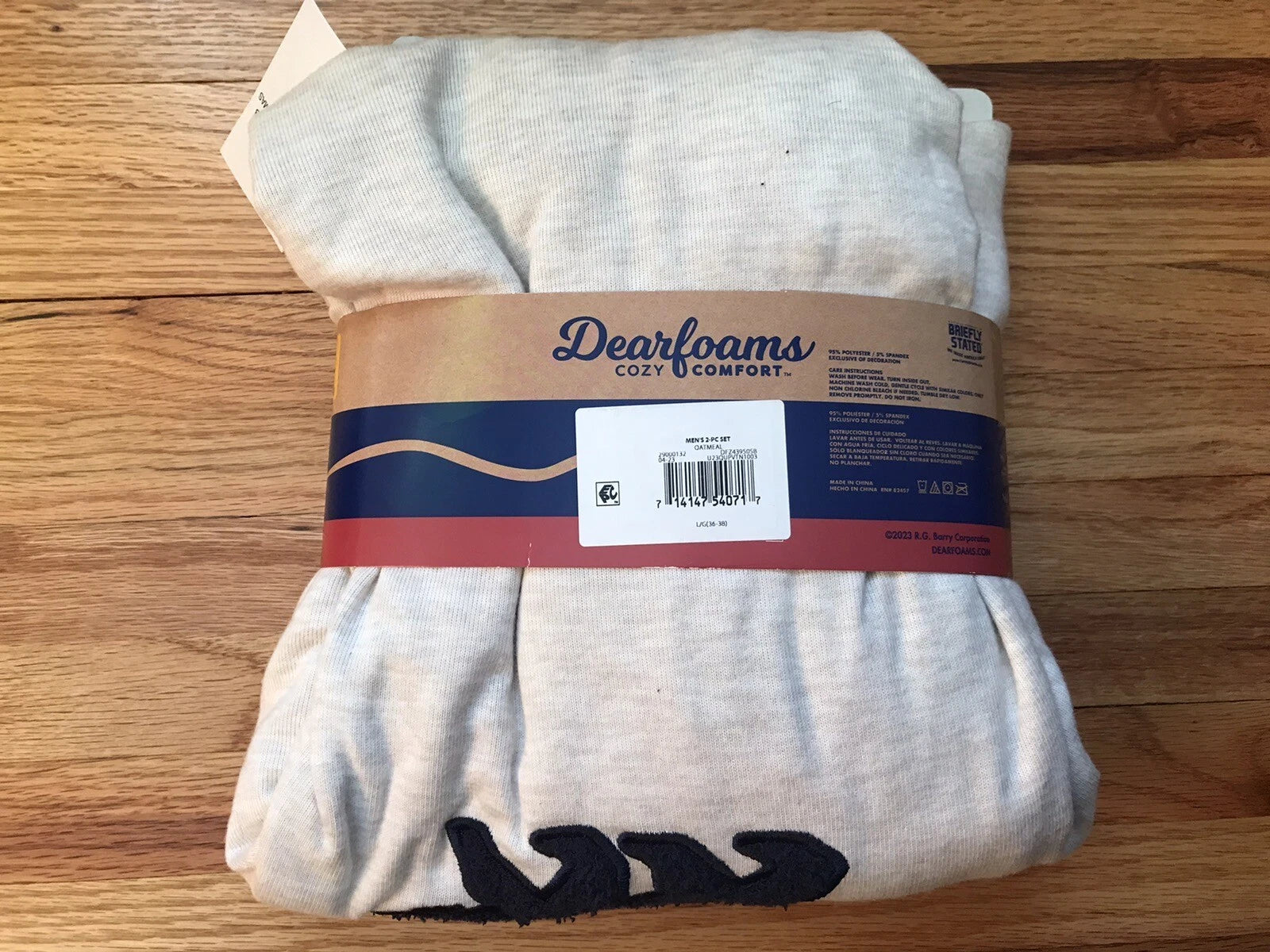 Dearfoams “Papa Bear” Pajamas Mens Size Large Two Piece Pajama Set Plaid Pants