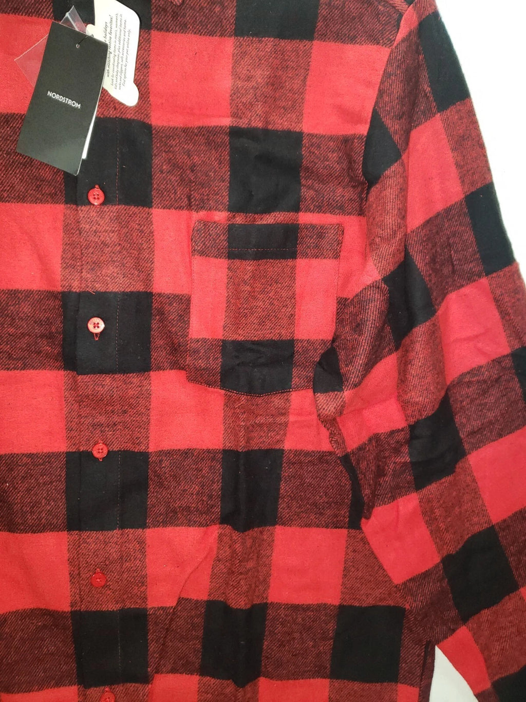 Nordstrom Pajama Set Mens MEDIUM Buffalo Plaid Flannel Long Sleeve Red $69 NEW