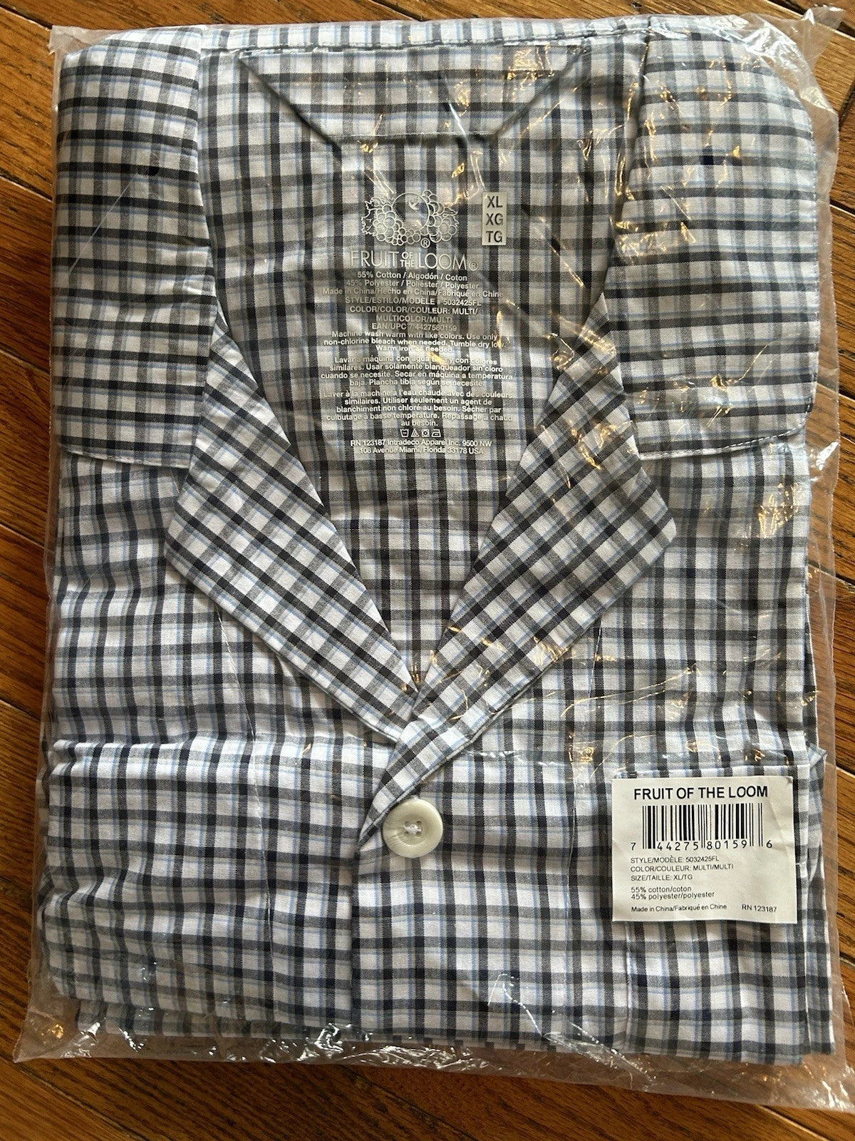 Fruit of the Loom Pajama Set Men's Size XL Blue, L.Blue, Check, and Stripe New
