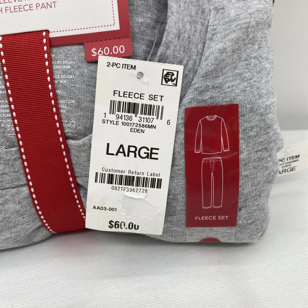 $60 Club Room Mens 2-Piece Pajama Set Hoppy Holidays Fleece Long Sleeve Size L