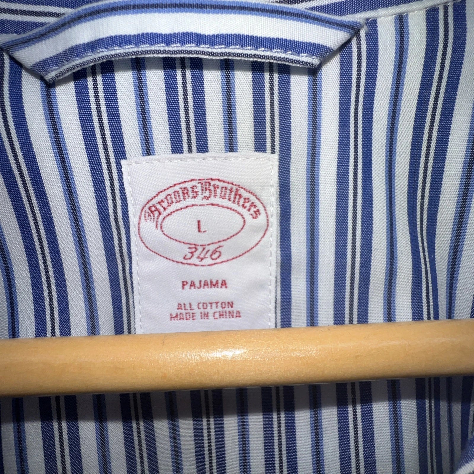 Brooks Brothers Pajama Set Men L Woven Votton Long Sleeve Blue Stripe