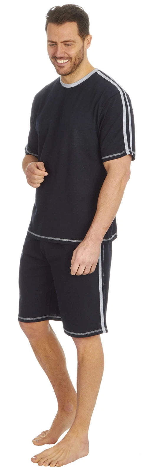 Cargo Bay Mens Short Sleeve Lounge Set with Contrast Stripe