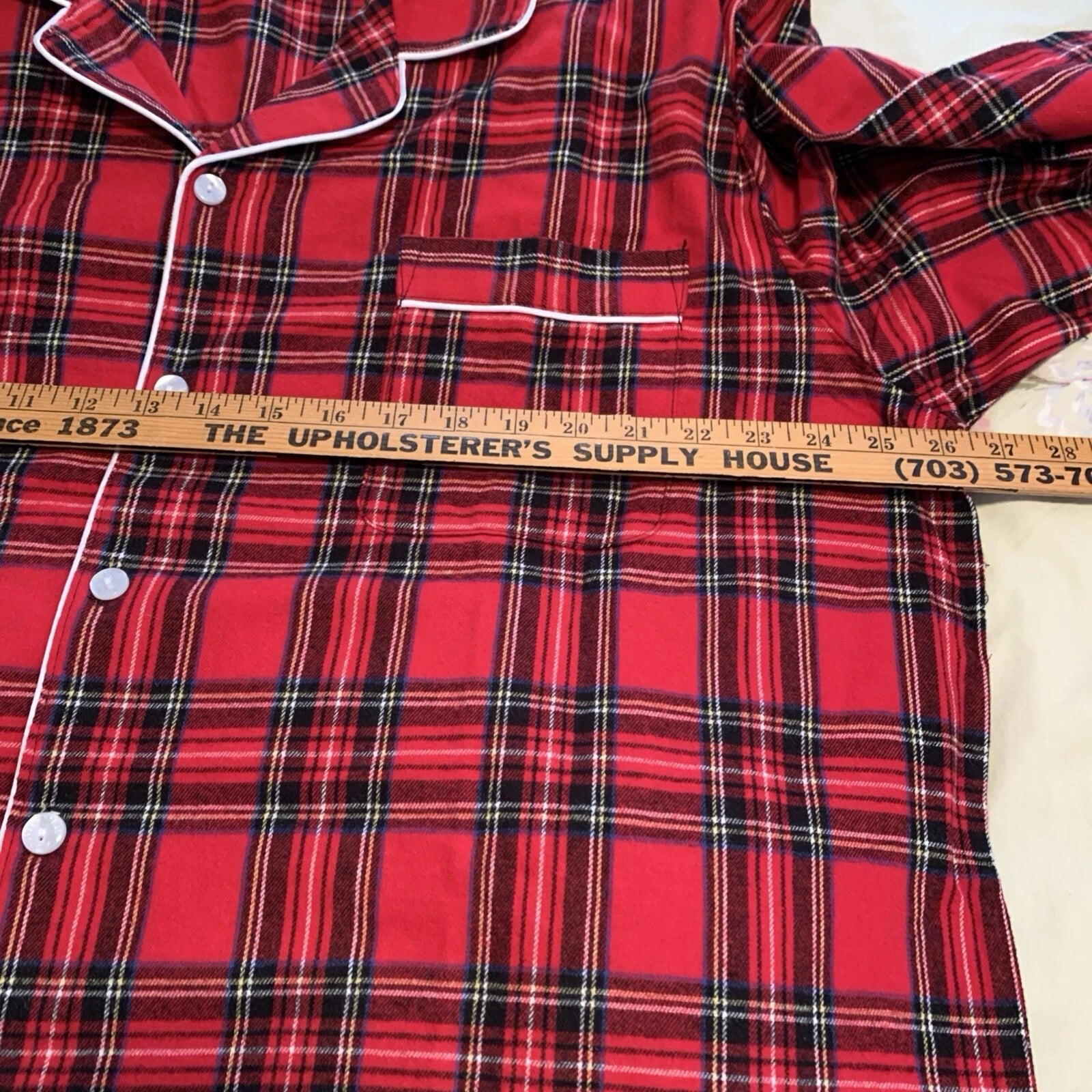 Lanz of Salzburg RED TARTAN PLAID 100% Cotton FLANNEL Men'x XL Pajama Set NWOT