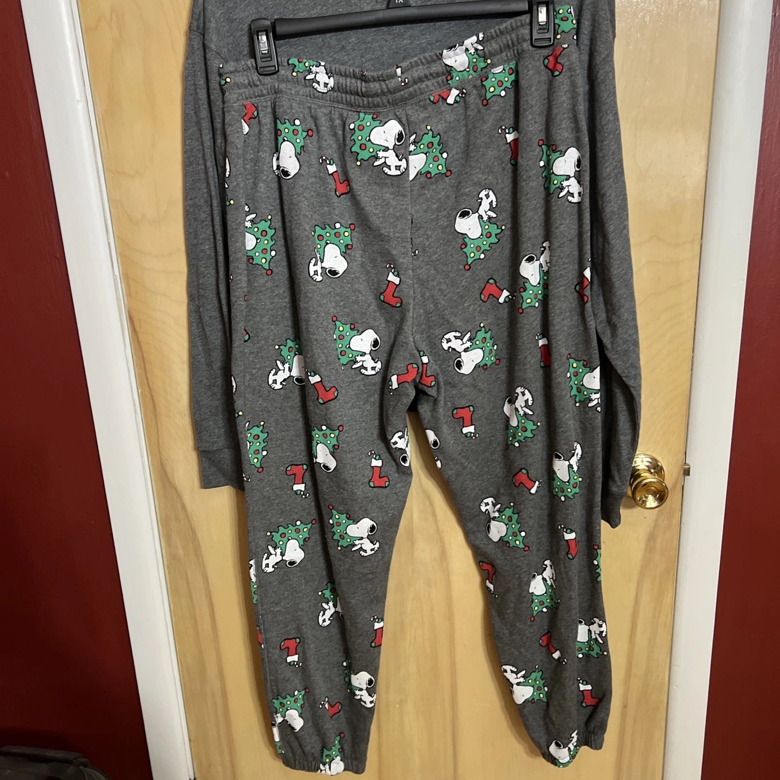 Peanuts Santa’s Little Helper Snoopy Pajama Set Size1X  Adults