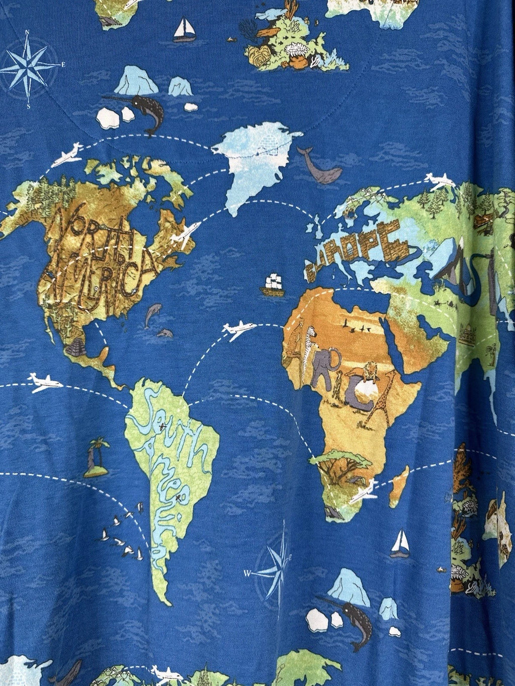 Bedhead Pajamas x Apollojets Pajama Set Mens Size XLXT Blue World Map Packable
