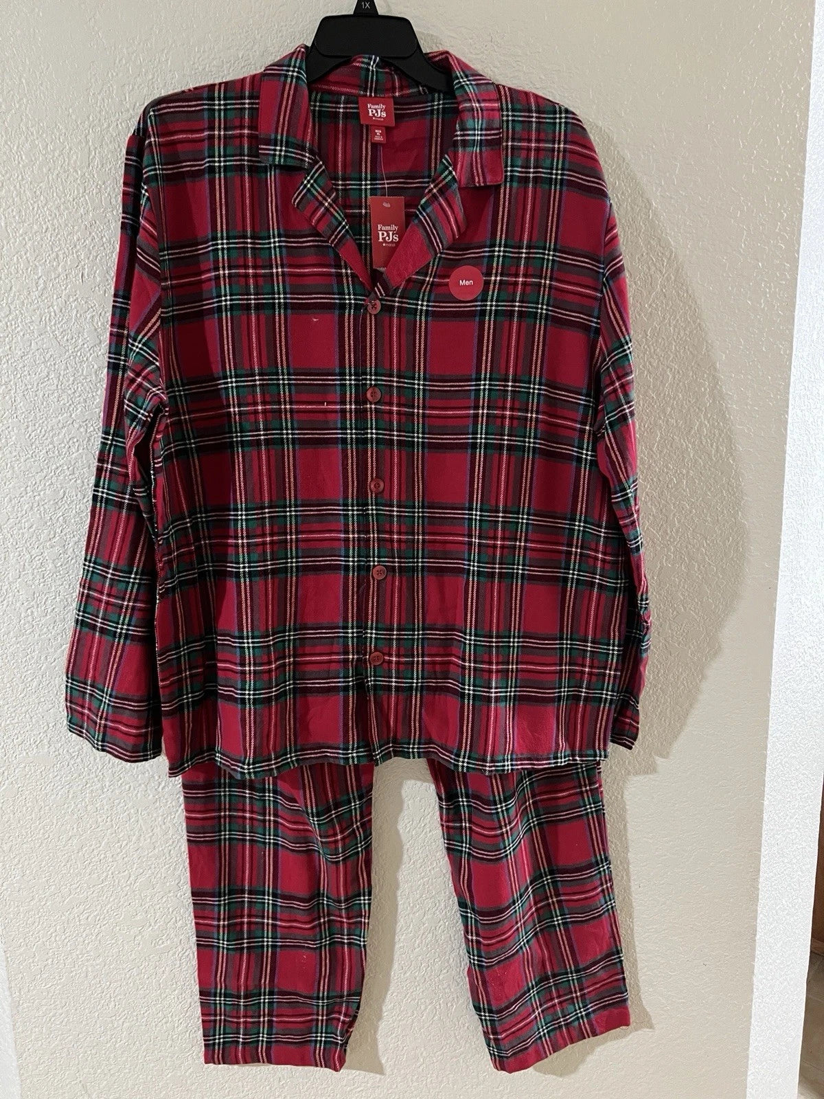 Family Pajama Men’s Brinkley Cotton Plaid Pajama Set Size XL