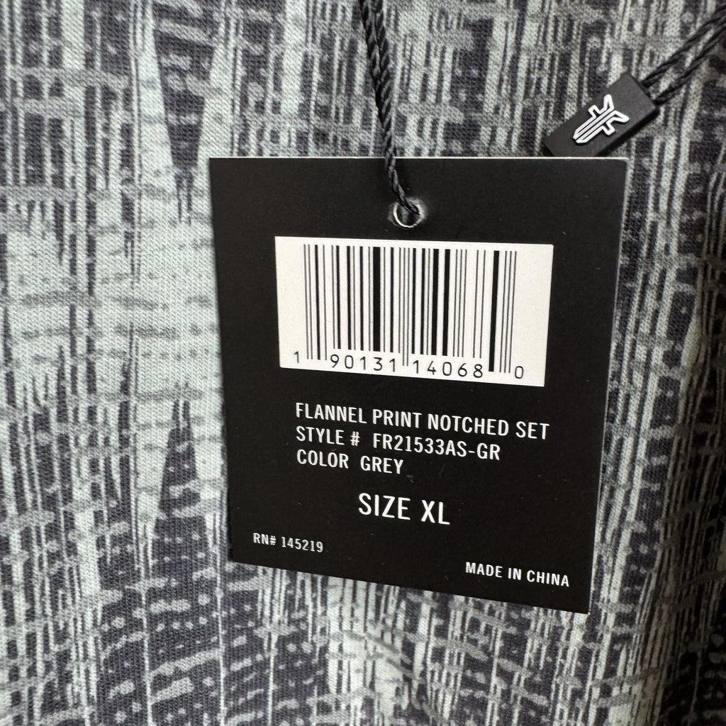 FRYE Gray & White Pattern Notched Premium Pajama SET Men's XL Soft NWT