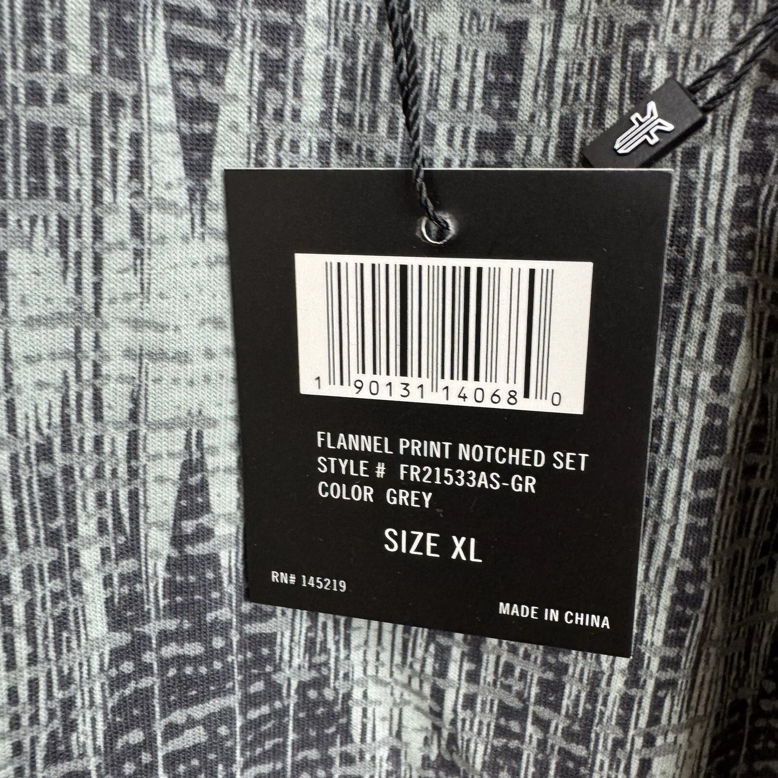 FRYE Gray & White Pattern Notched Premium Pajama SET Men's XL Soft NWT