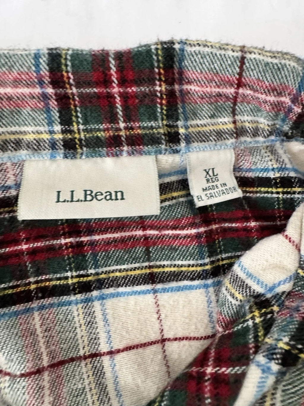 LLBean Flannel Pajamas Mens XL Plaid 2 Pc Pj Drawstring Pant Long Sleeve Shirt