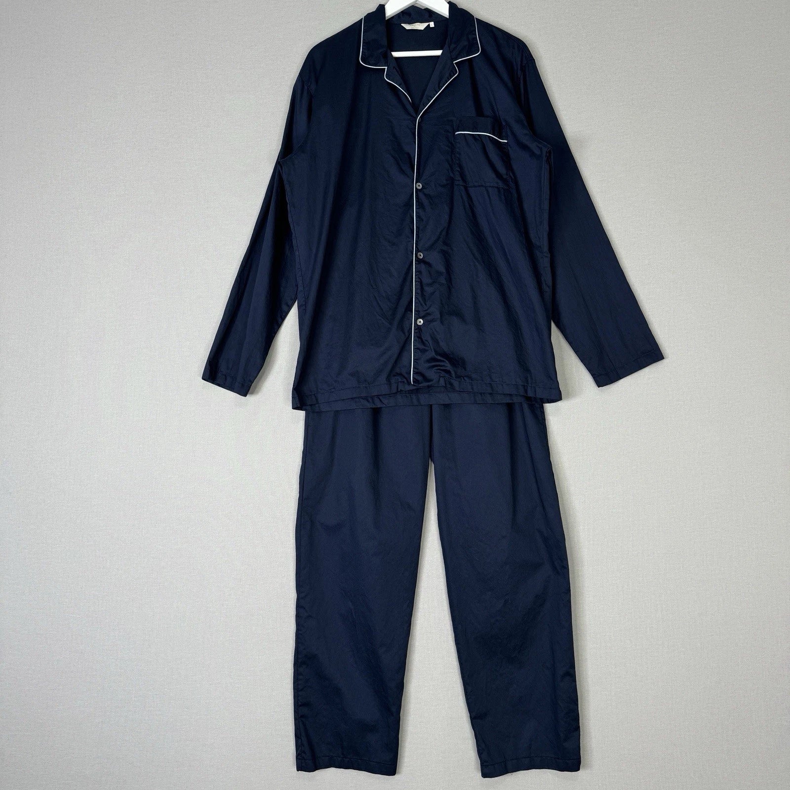 Frette Pajama Set Mens Large Blue 100% Cotton Made in Italy Sleepwear Lounge