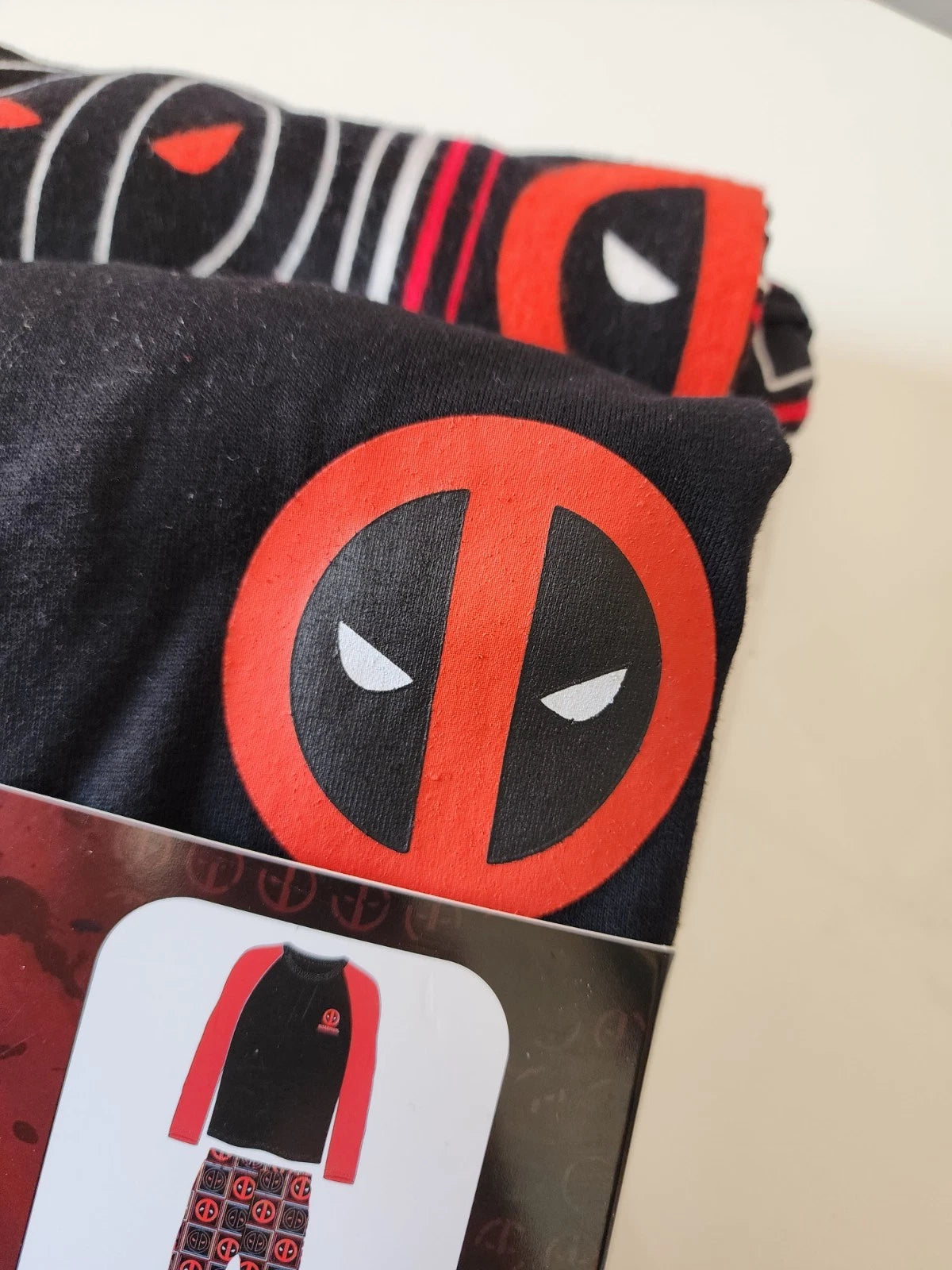 Marvel Deadpool Mens Black Printed 2 Piece Long Sleeve Pyjama Set Size XL New
