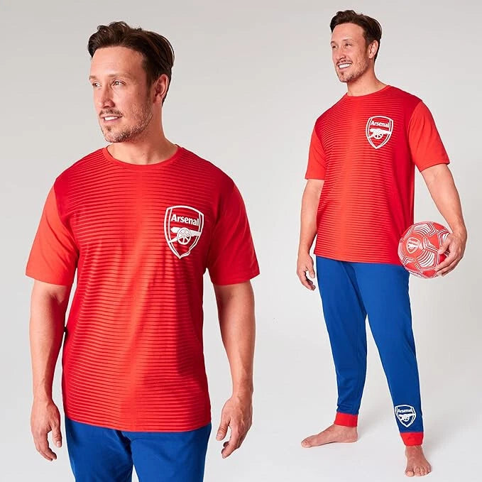 Arsenal F.C. Mens Pyjamas Set Nightwear T-Shirt Long Bottoms PJs Lounge Set