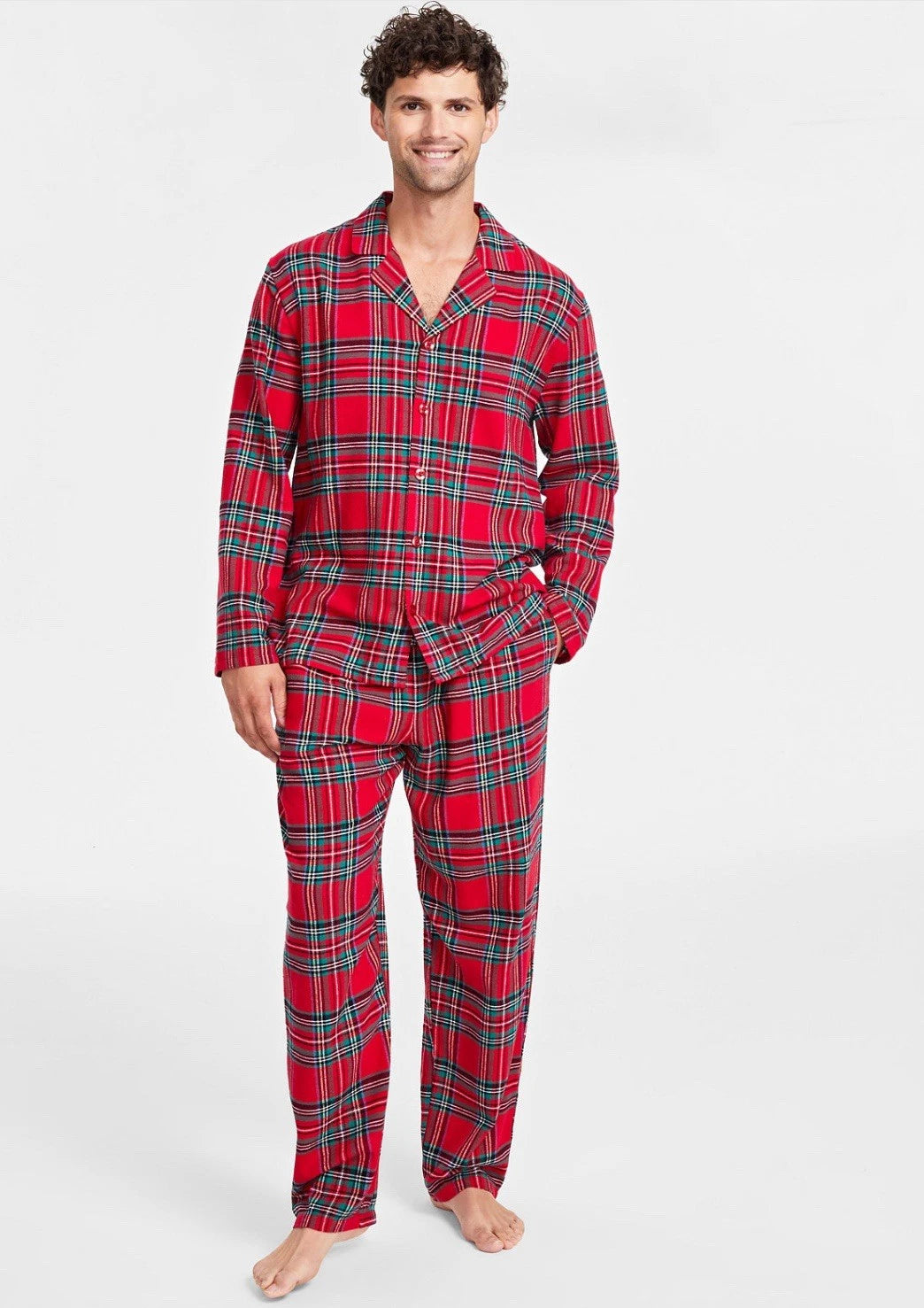 Family Pajama Men’s Brinkley Cotton Plaid Pajama Set Size XL