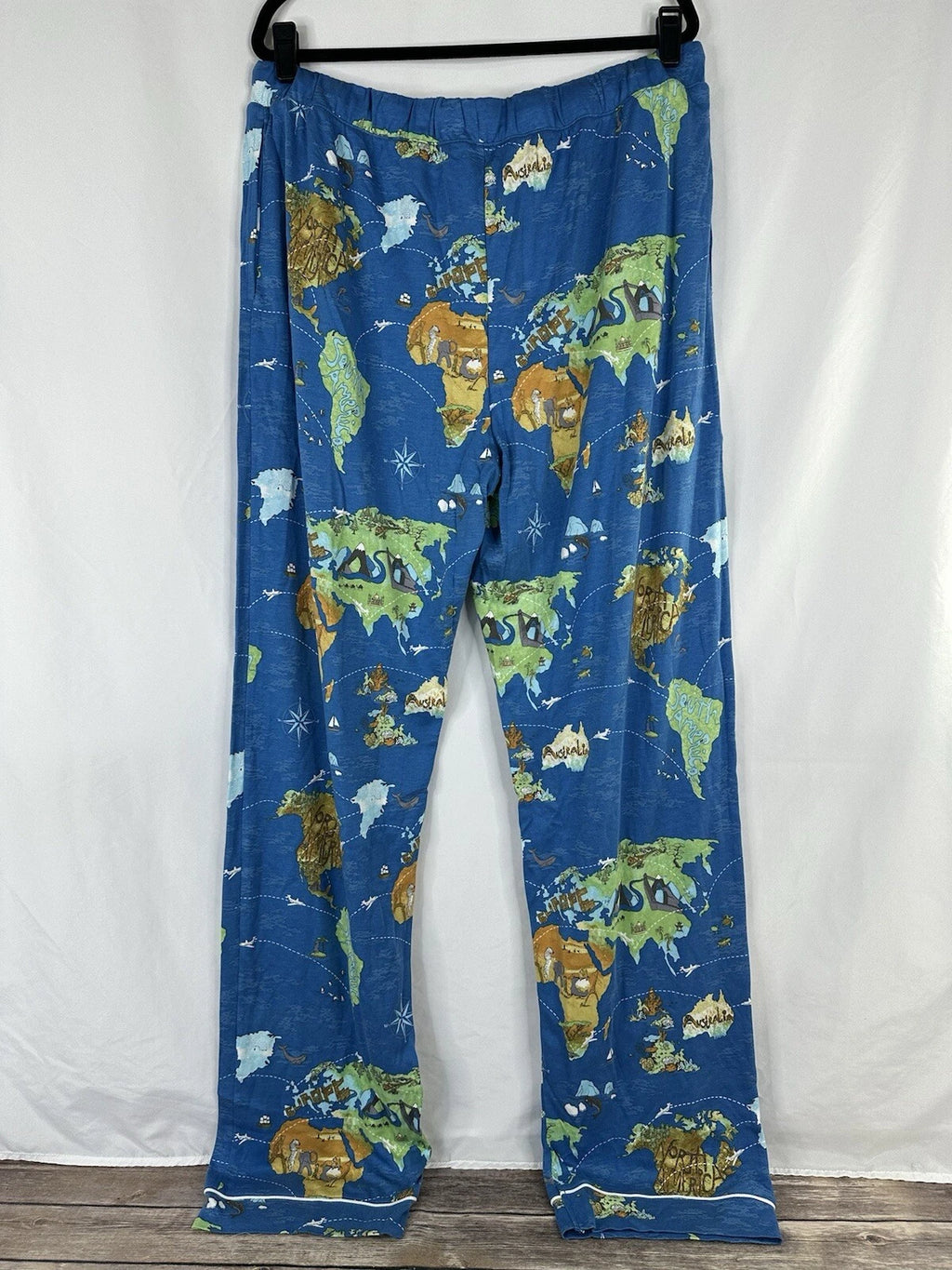 Bedhead Pajamas x Apollojets Pajama Set Mens Size XLXT Blue World Map Packable