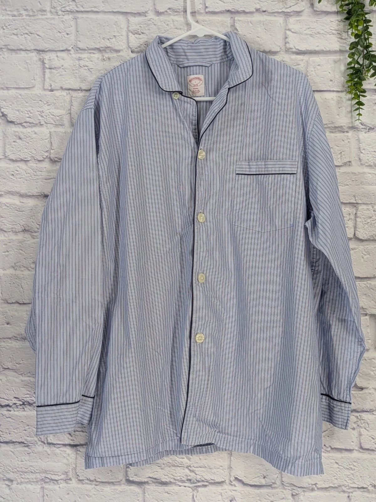 CLASSIC LOT 4!😍Vtg Brooks Brothers L/XL Striped Pajama Set Mens Button Piping