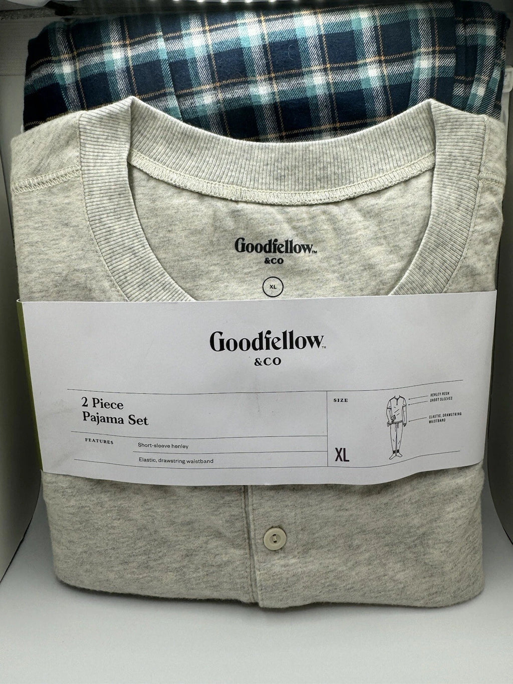 Goodfellow & Co - Men's 2 Piece Pajama Set - Gray/Green -XL