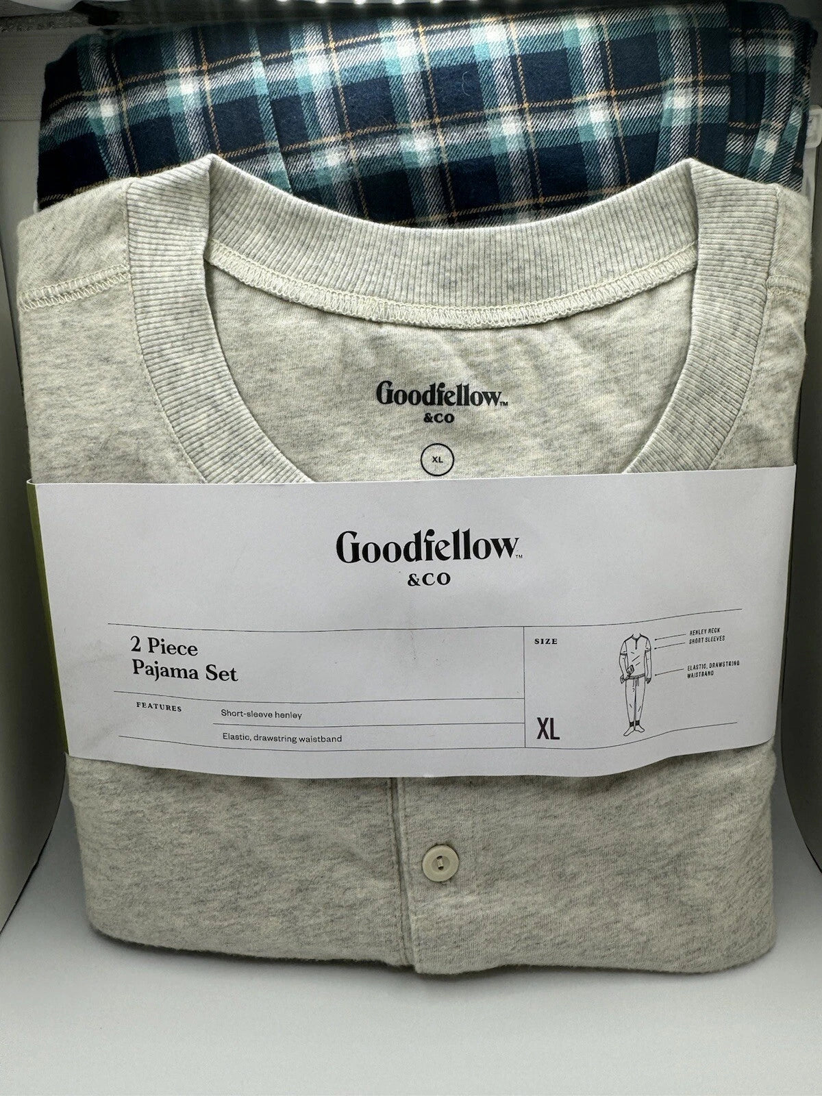 Goodfellow & Co - Men's 2 Piece Pajama Set - Gray/Green -XL