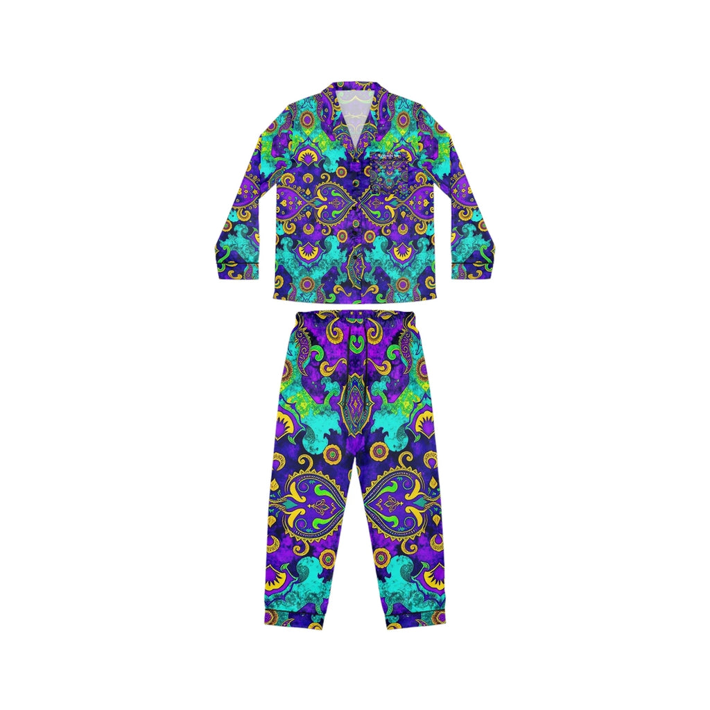 Legends Ice Paisley Satin Pajamas, Women's Luxury Lounge Wear Set, Silky PJ Set,