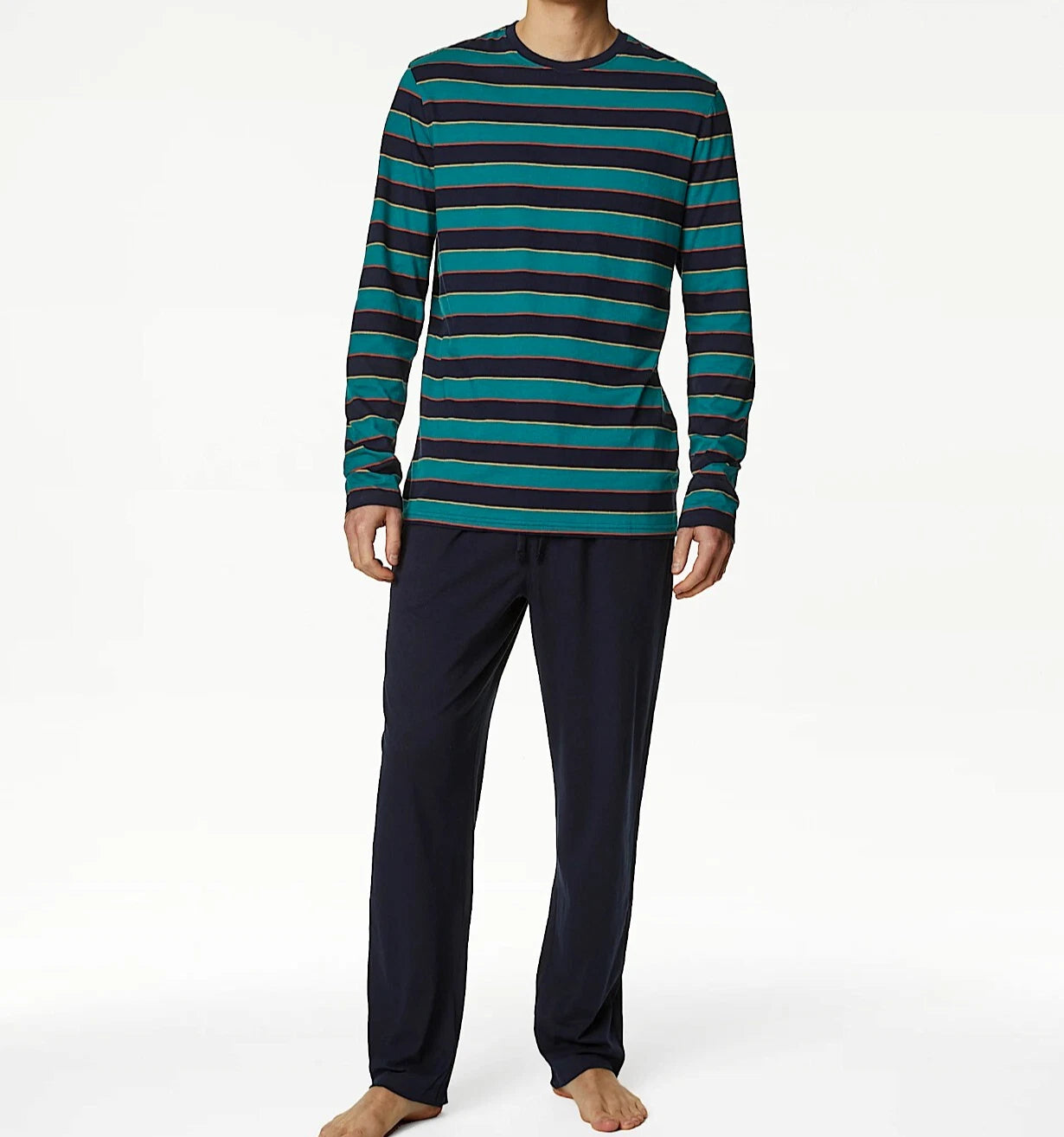 M & S Mens Pure Cotton Loungewear Long Sleeve Top & Long Pants Pyjamas Pjs ~ XXL