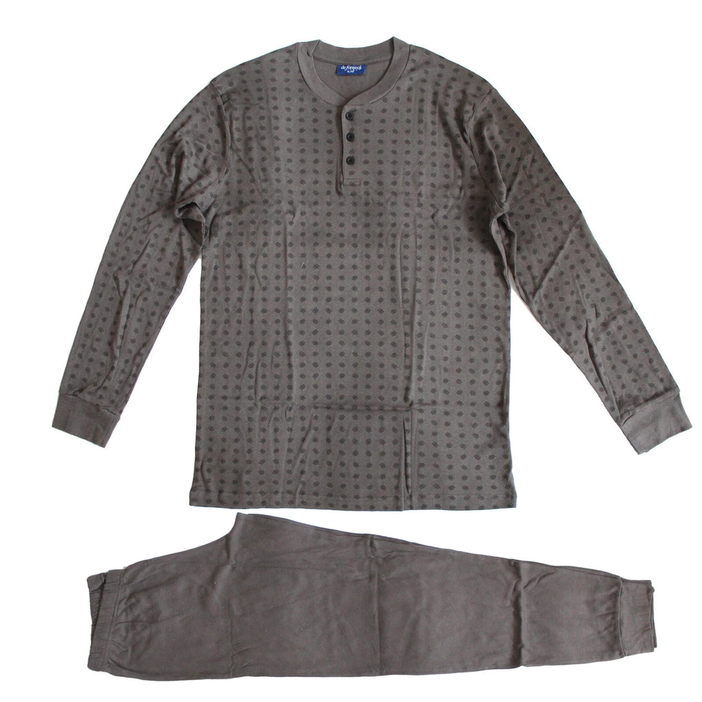 Men's XL Pyjamas - Dark Grey Top & Bottoms with Dash Pattern - XL - EXTRA LARGE