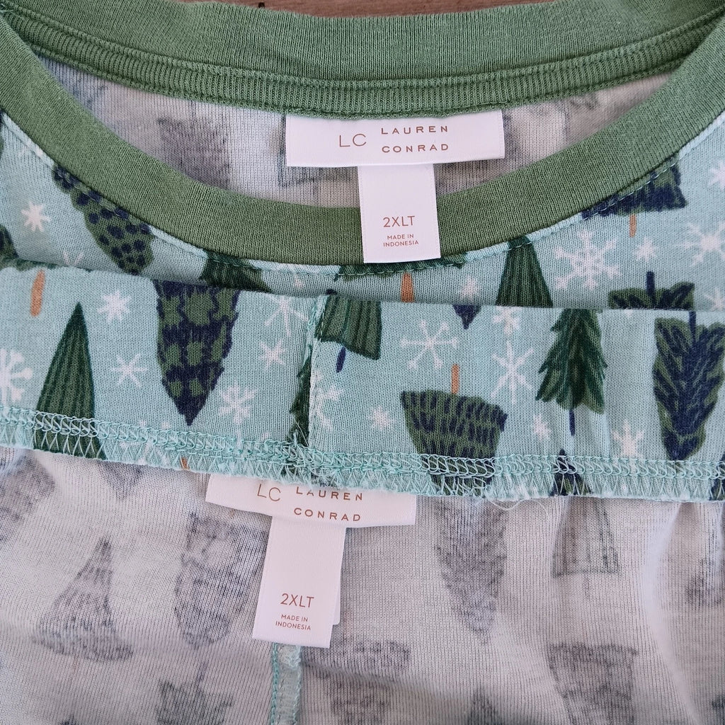 Lauren Conrad Mens Pajama Set Pine Trees 2 Pc Knit Sleepwear 2XLT Top Pants