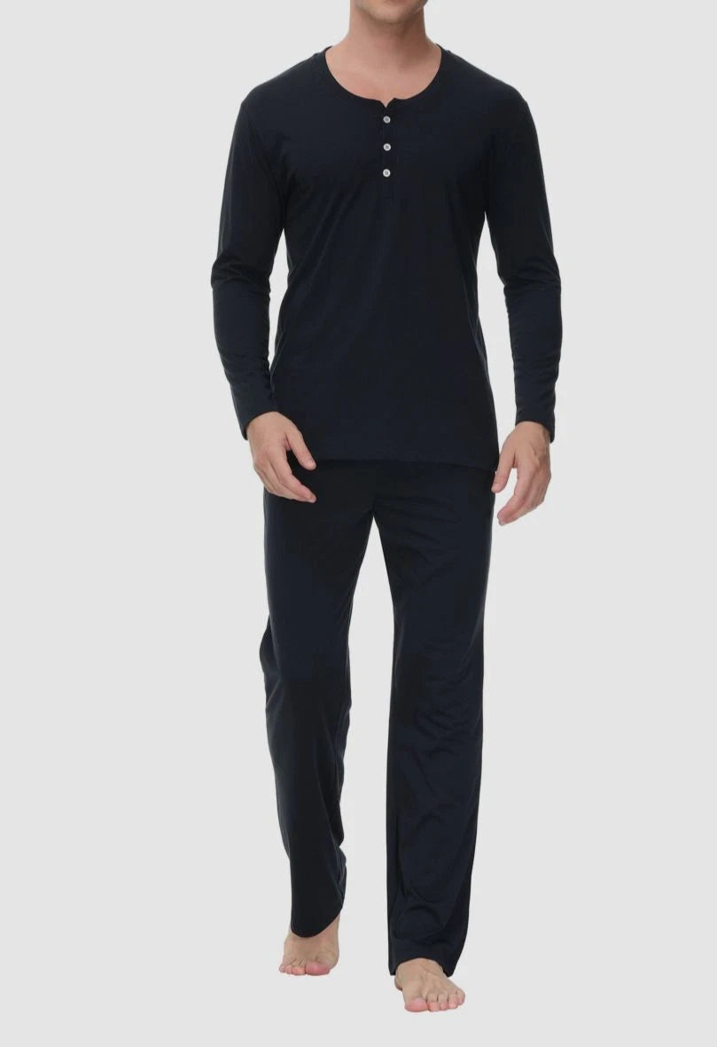 $64 Ink + Ivy Men's Black Henley Pajama Set Sleepwear Size L