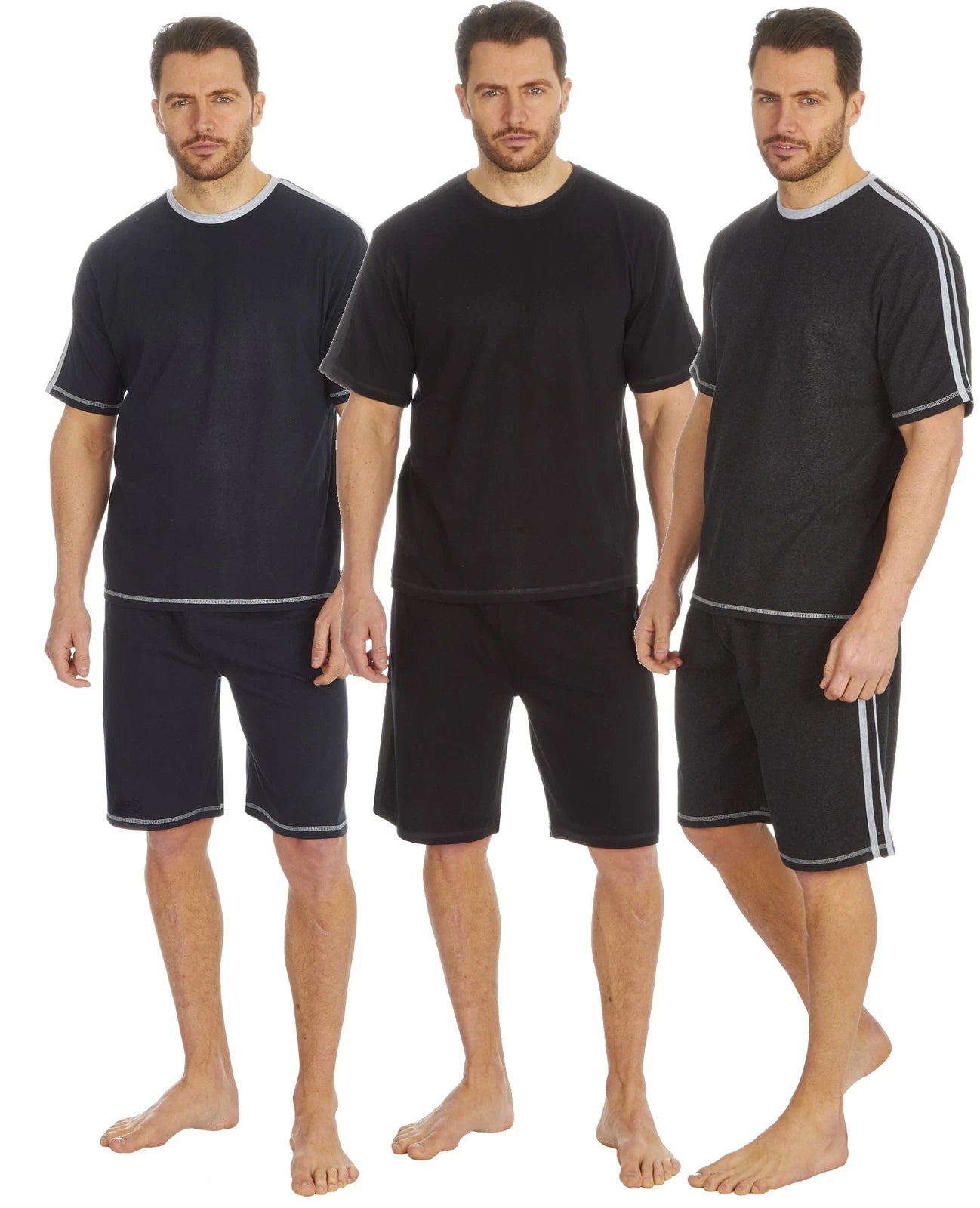 Cargo Bay Mens Short Sleeve Lounge Set with Contrast Stripe