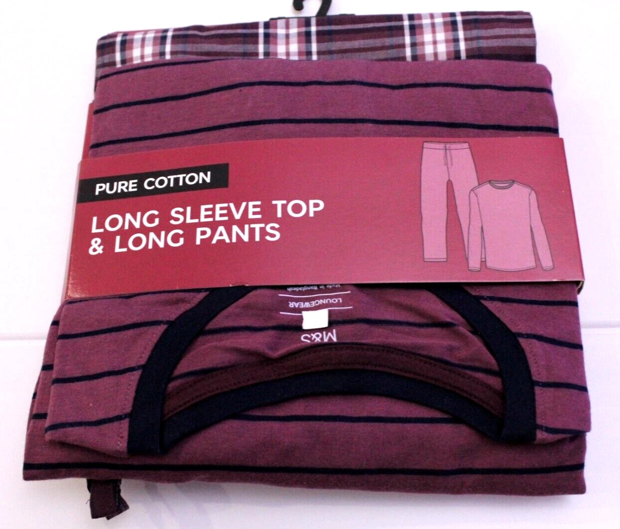 M&S Mens Pure Cotton Loungewear Long Sleeve Top&Long Pants Pyjamas Pj ~ Size XXL