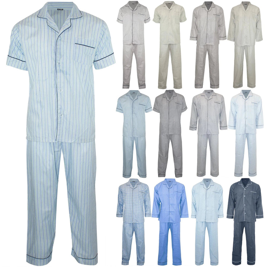 Boys Traditional Button Front Collar Short Sleeve Nightwear Pyjama Pj Co-ord Set