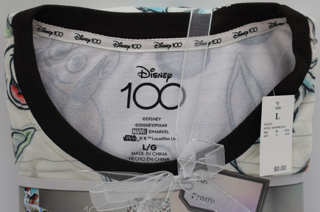 Men's Disney 100 Character Mash Up 2pc Matching Family Pajama Set - White Large