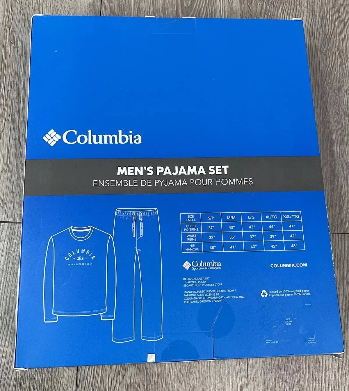 Columbia Mens Blue Pajama Set - Pants & Shirt - NWT Size Medium Papa Bear