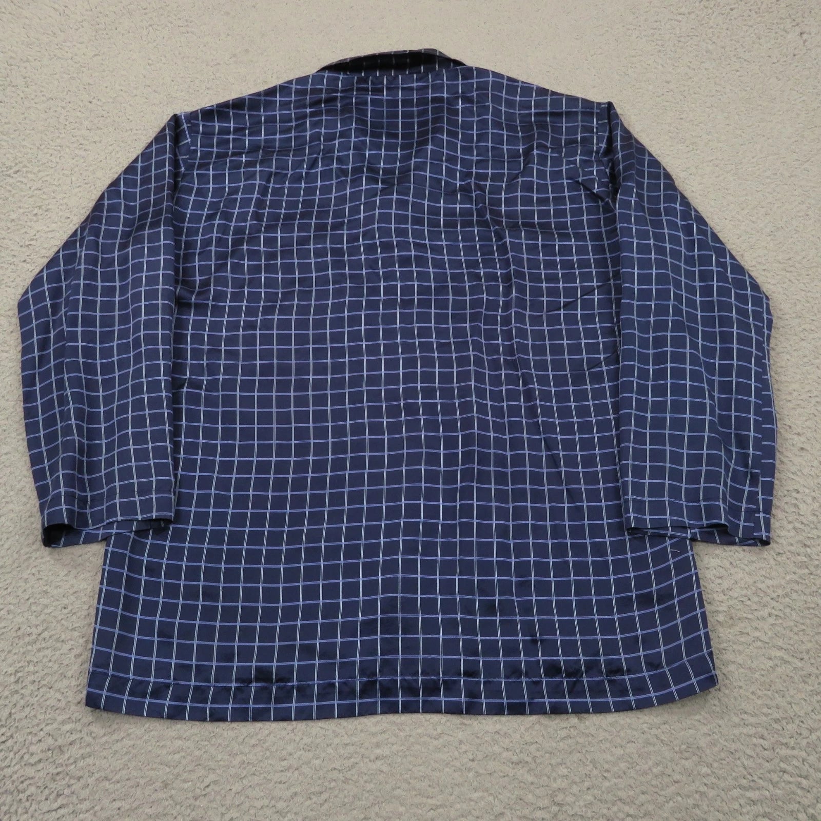 Daniel Hanson Silk Pyjama Set Mens XL Blue Check Shirt Pants Top Bottom Pajamas