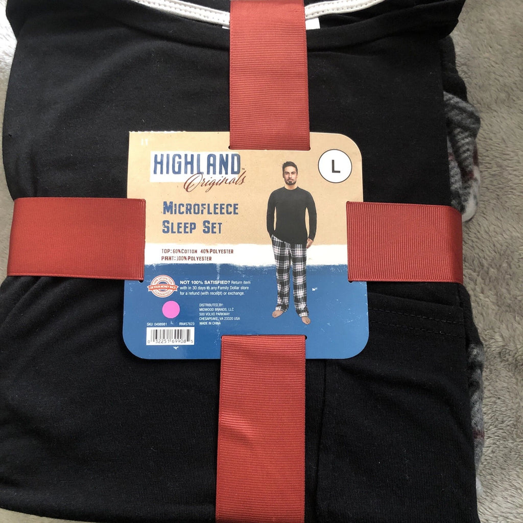 Men's Highland Originals Microfleece Sleep Set -- Size Large -- Black