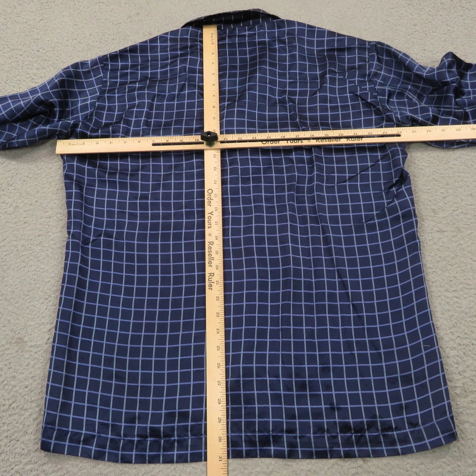 Daniel Hanson Silk Pyjama Set Mens XL Blue Check Shirt Pants Top Bottom Pajamas