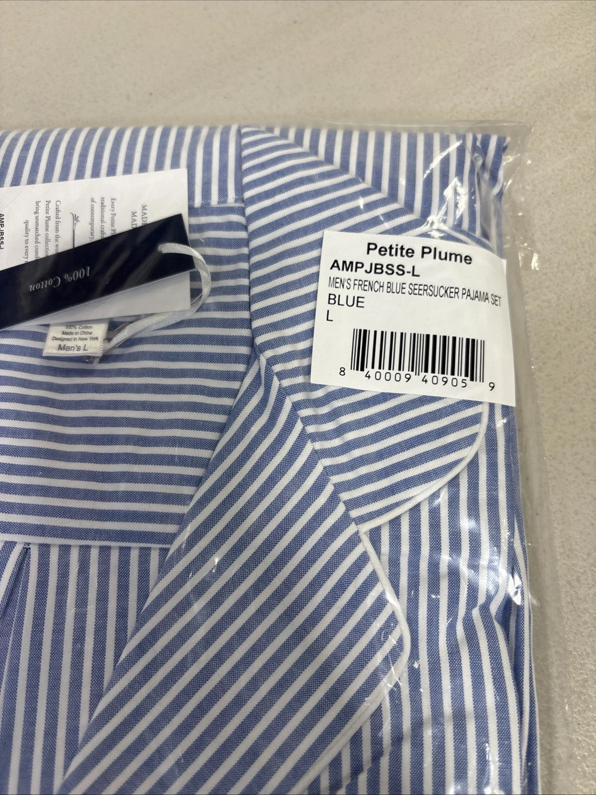 PETITE PLUME MENS SEERSUCKER PAJAMA SET SIZE LARGE