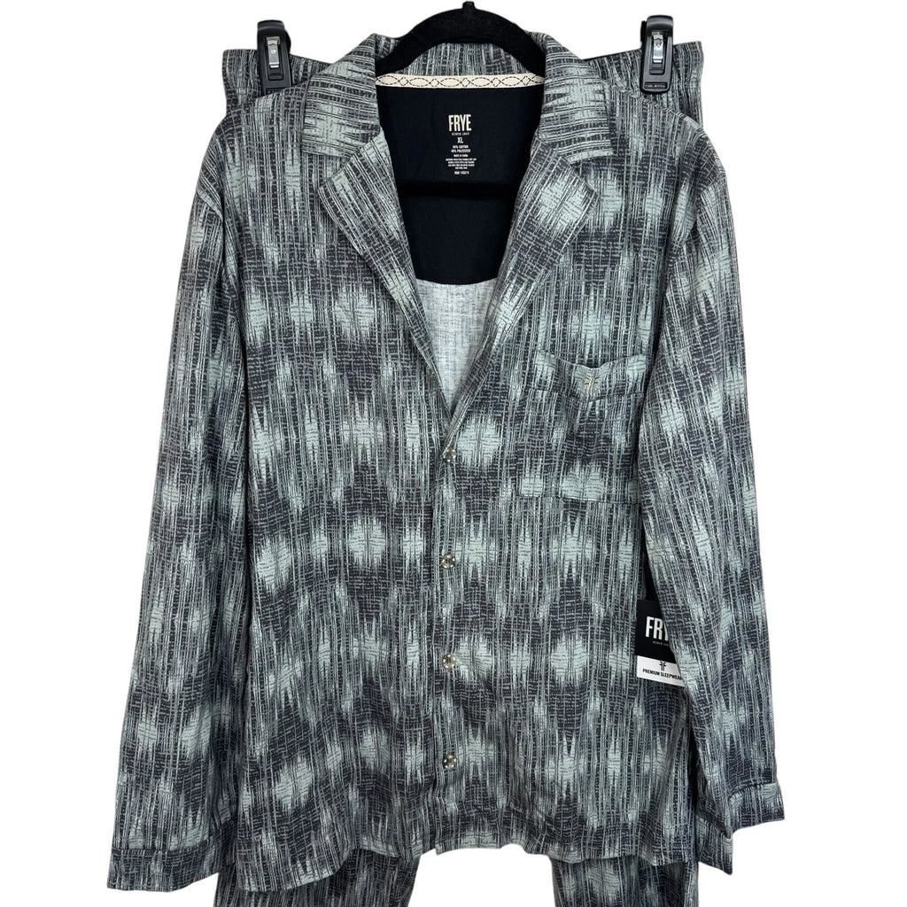 FRYE Gray & White Pattern Notched Premium Pajama SET Men's XL Soft NWT