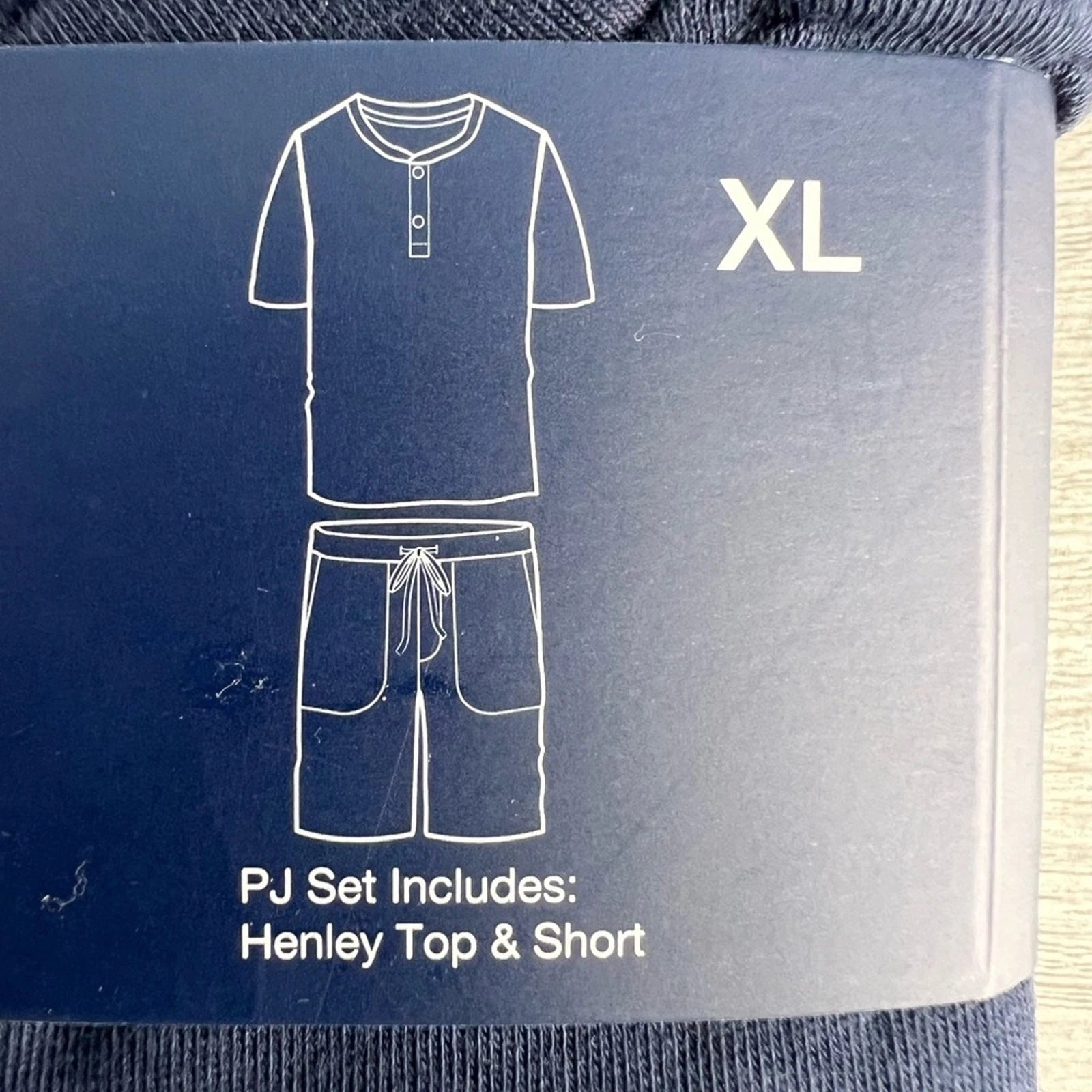 GAP Men's 2-Pc. Heathered Henley Shirt & Shorts Pajama Set Dark Blue Size XL