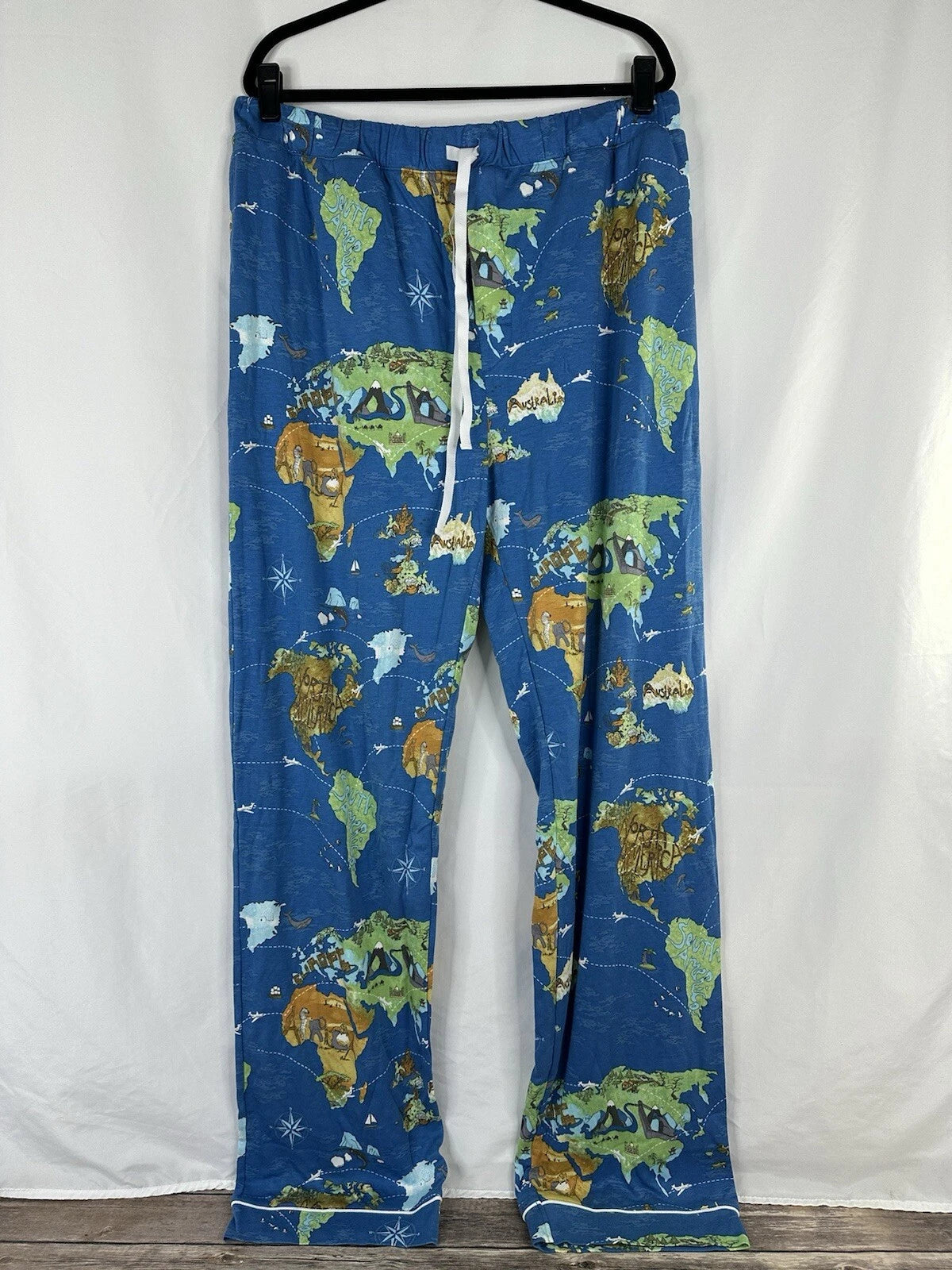 Bedhead Pajamas x Apollojets Pajama Set Mens Size XLXT Blue World Map Packable