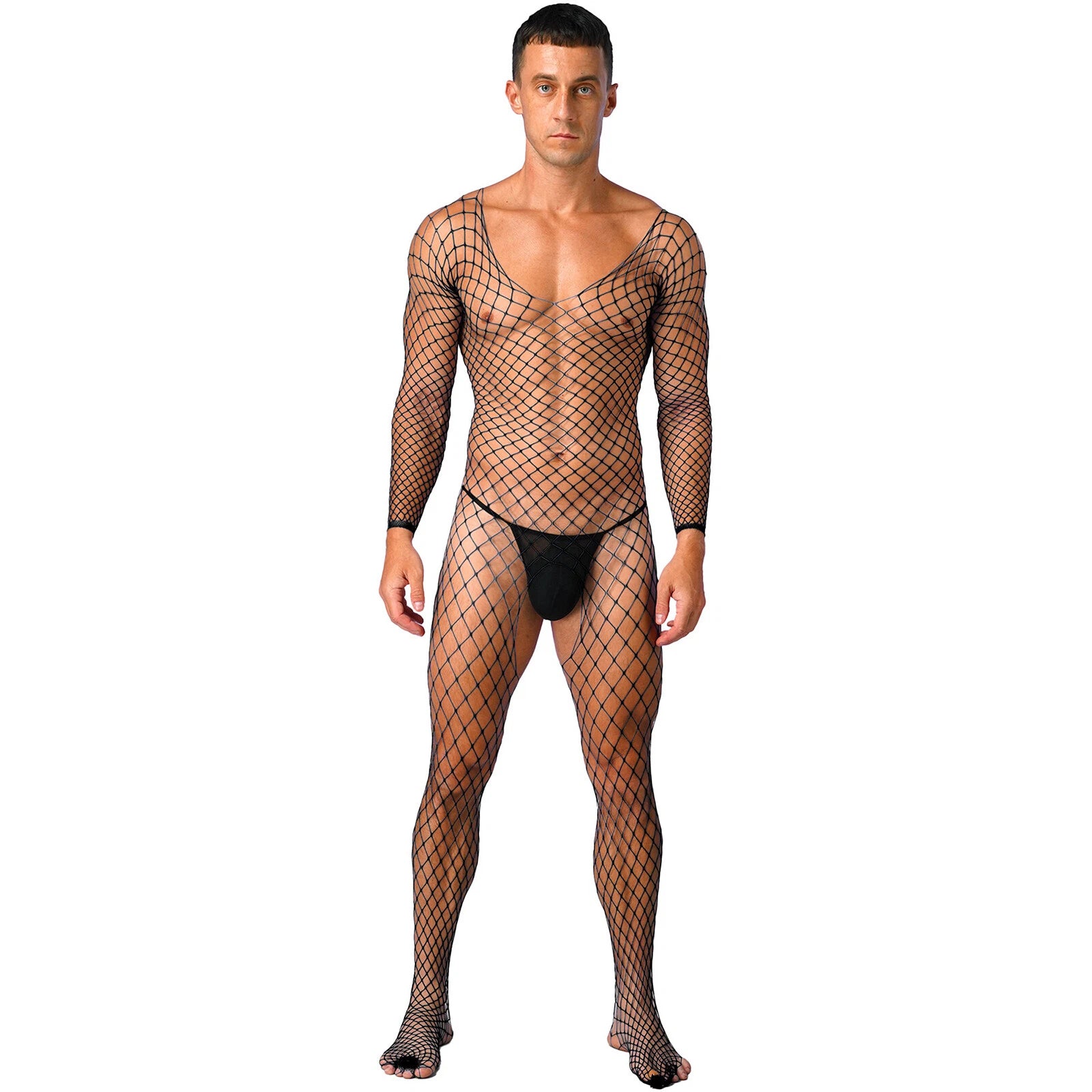 Mens Nightwear Satin Silk Pajama Set  long Sleeve and hat Sleepwear Nightgown