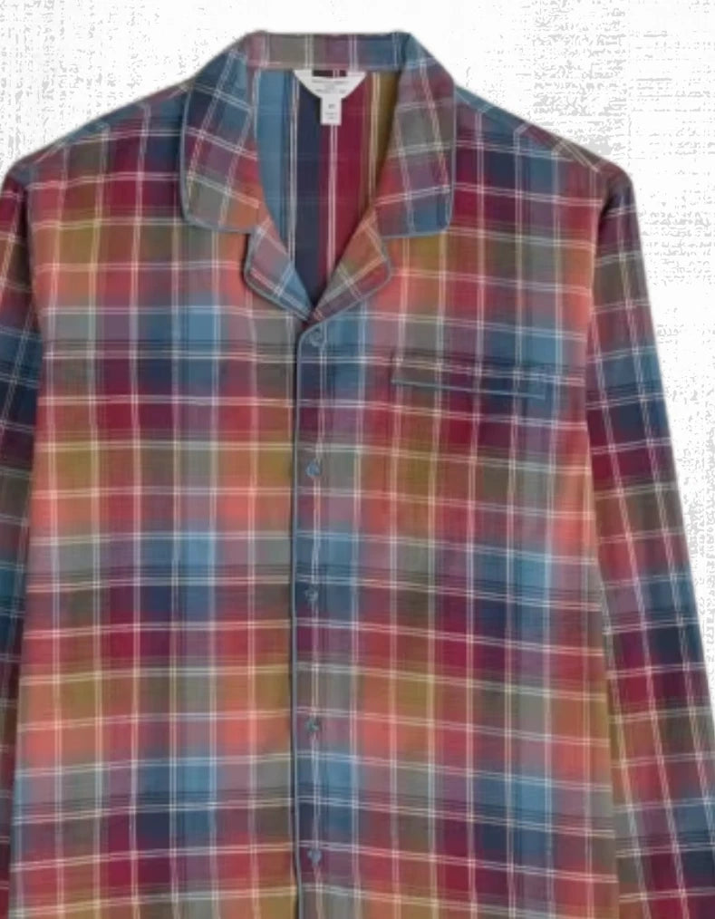 Ex Seasalt Men’s Flannel Pure Cotton Checked Pyjama Set in Multi Root