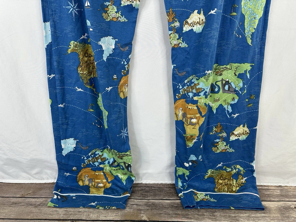 Bedhead Pajamas x Apollojets Pajama Set Mens Size XLXT Blue World Map Packable